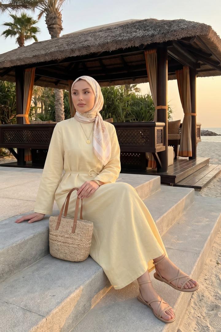 Sultan Basic Elbise 0001 - TEREYAĞ SARISI |  