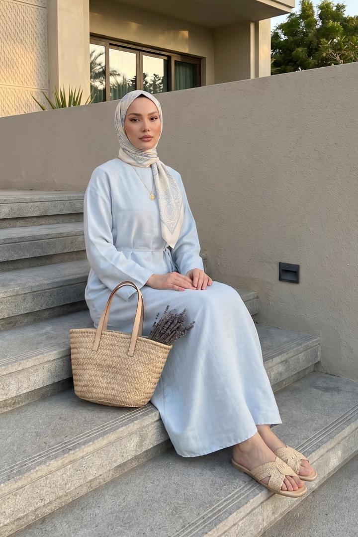 Sultan Basic Elbise 0001 - BEBE MAVİSİ |  
