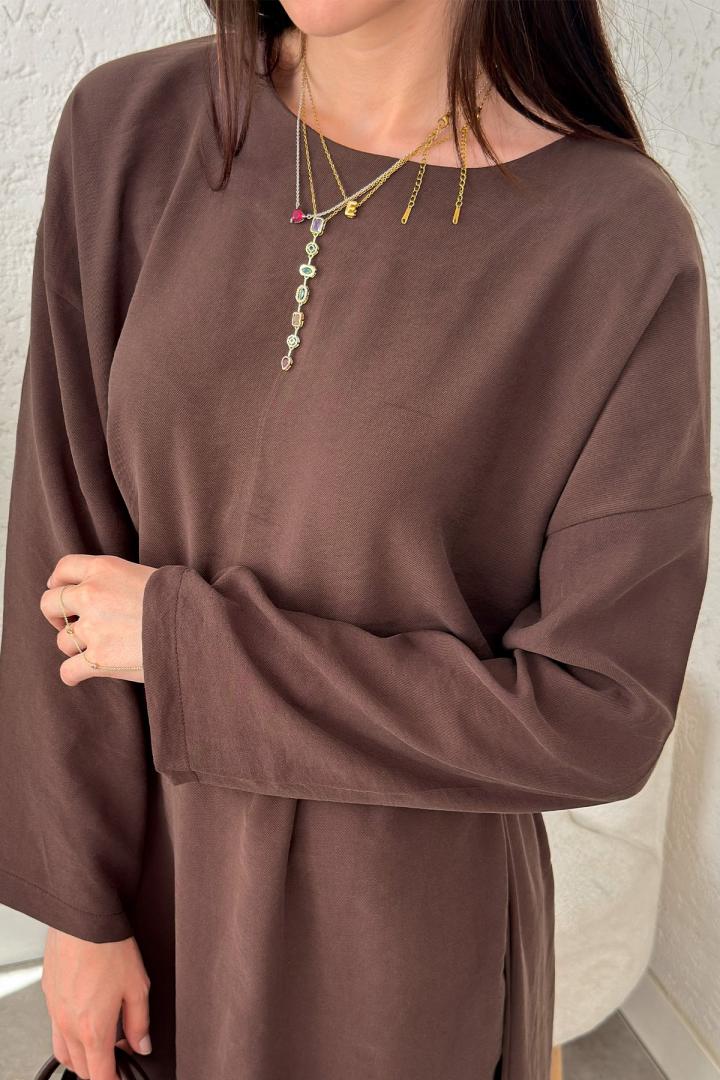 Sultan Basic Elbise 0001 - KAHVRENGİ |  