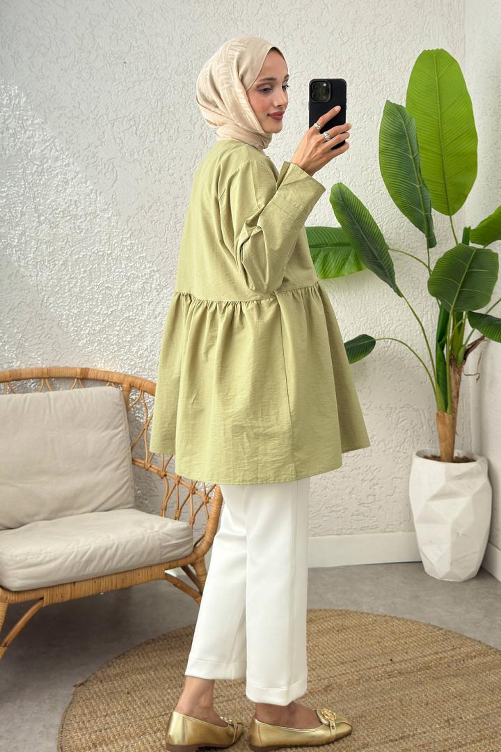 Belden Büzgülü Kimono 0002 - AÇIK HAKİ |  
