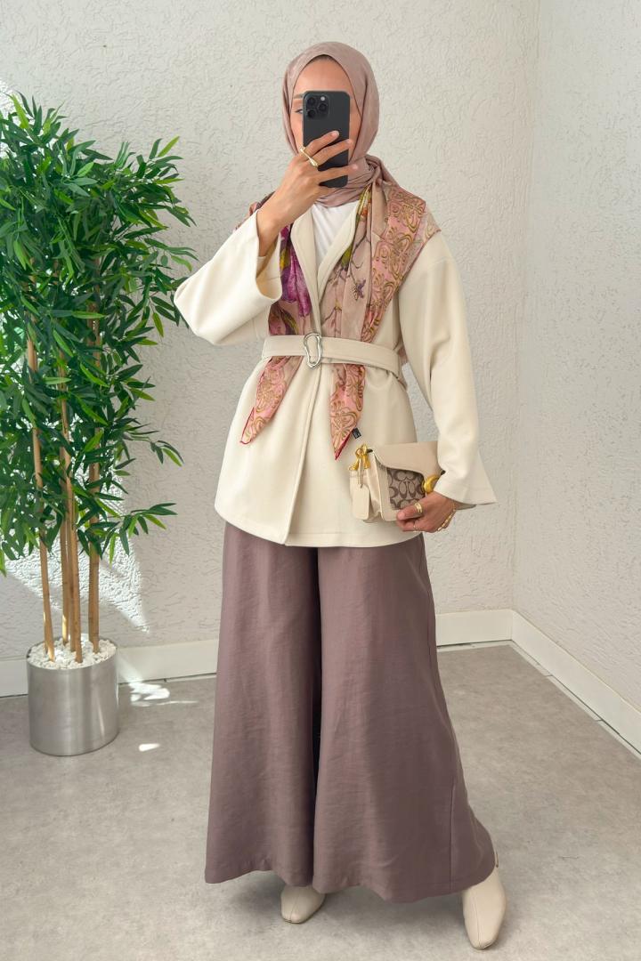 Premium Kaşe Kaban 0019 - KREM |  