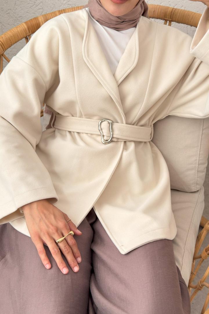 Premium Kaşe Kaban 0019 - KREM |  