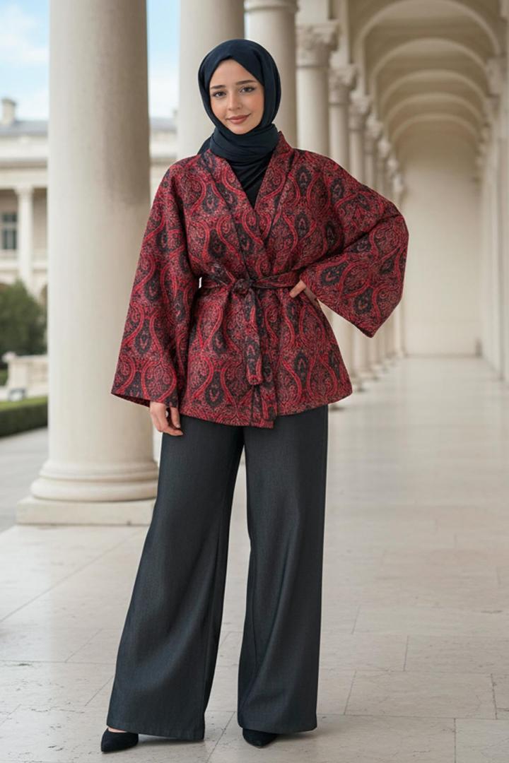 Otantik Desen Kimono 0022 - BORDO |  