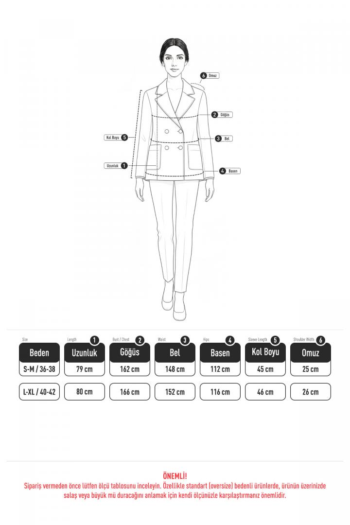 Fermuarlı Oversize Kaşe Kaban 0037 - GRİ |  