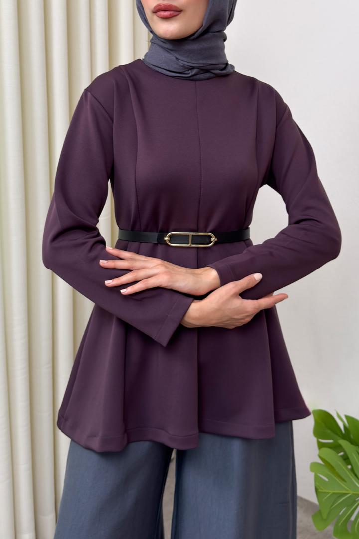 Kemerli Peplum Bluz 0040 - MOR | Salih Çelebi 