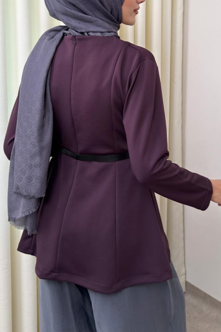 Kemerli Peplum Bluz 0040 - MOR | Salih Çelebi 