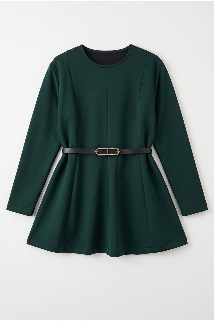 Kemerli Peplum Bluz 0040 - ZÜMRÜT YEŞİLİ | Salih Çelebi 