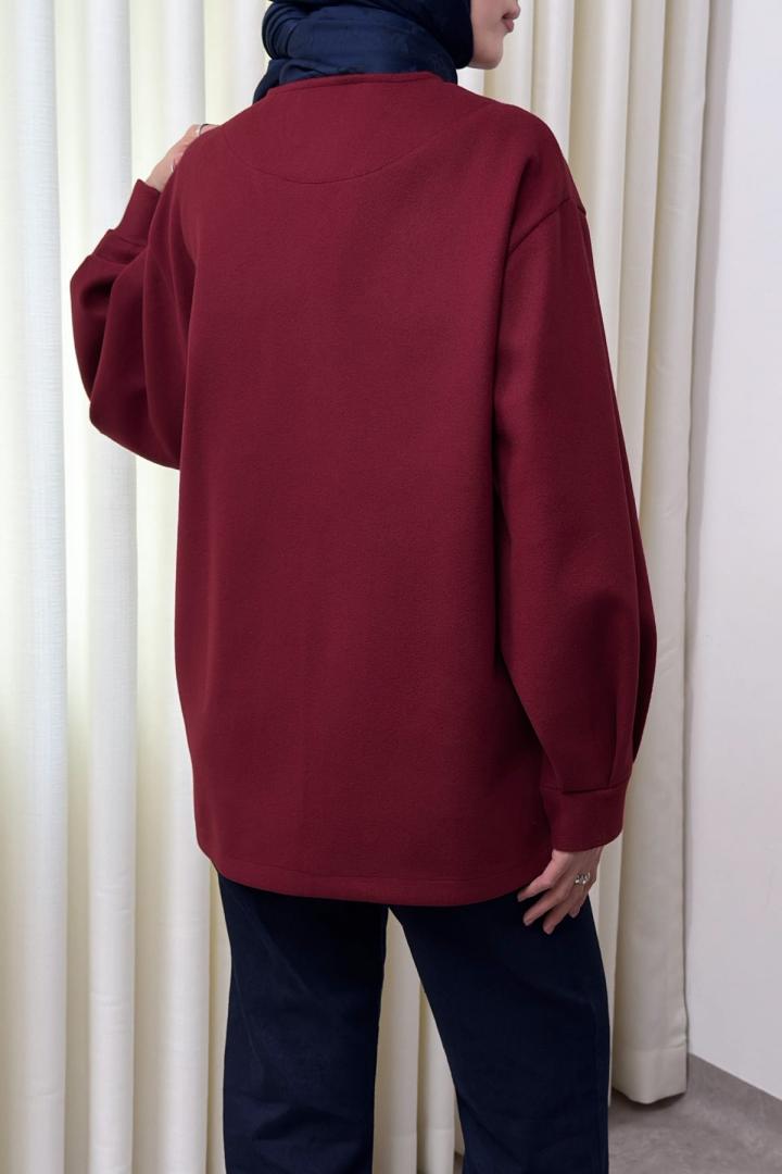 V Yaka Kaşe Ceket 0041 - BORDO |  