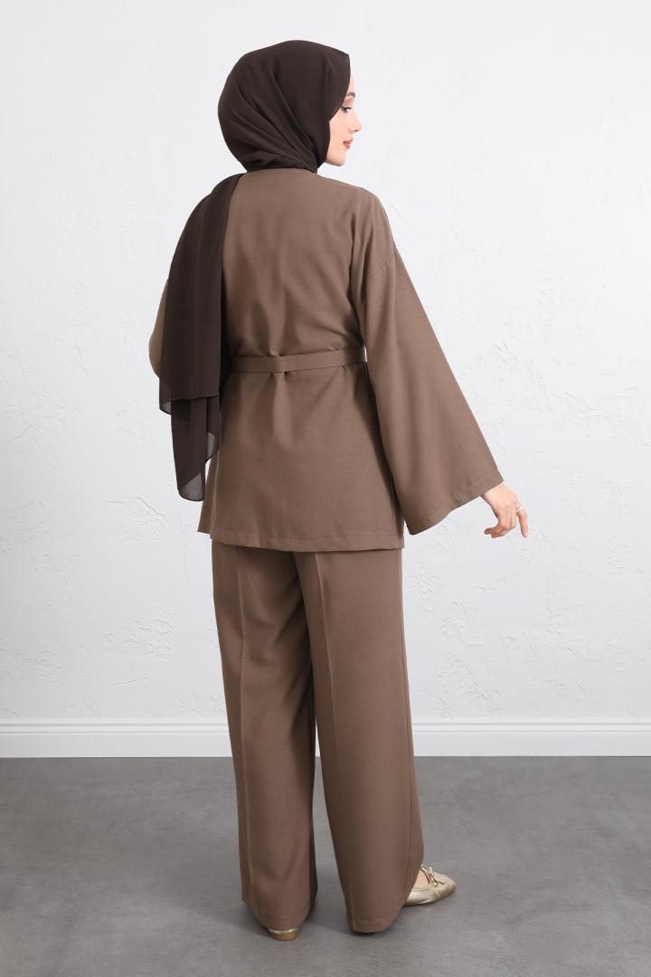 Kemerli Kimono Takım 0047 - VİZON |  