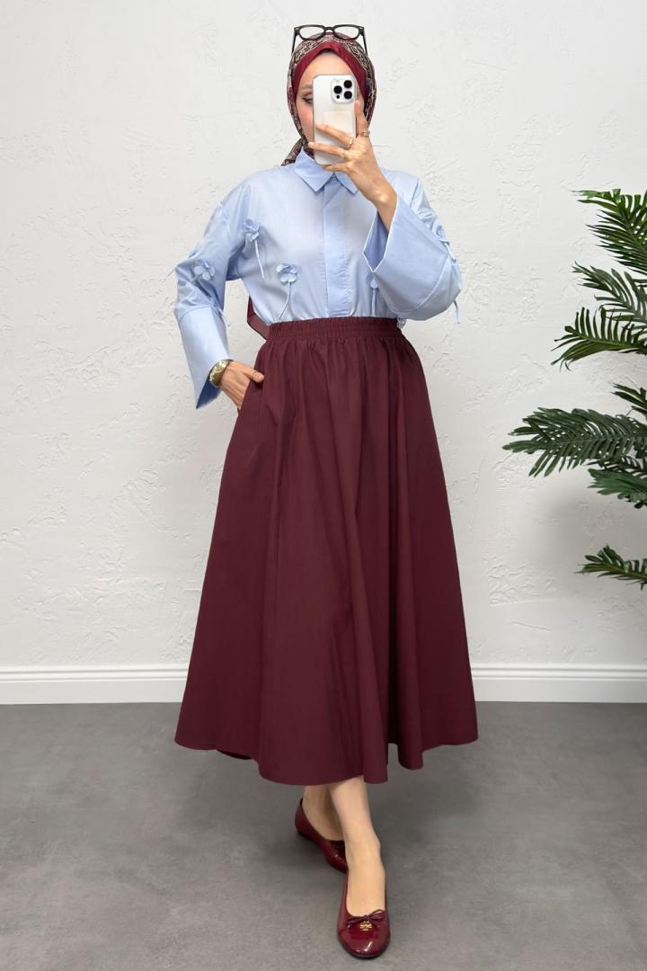 Cepli Poplin Etek 0060 - BORDO |  