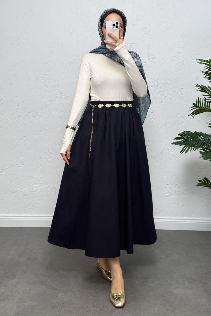 Cepli Poplin Etek 0060 - LACİVERT |  