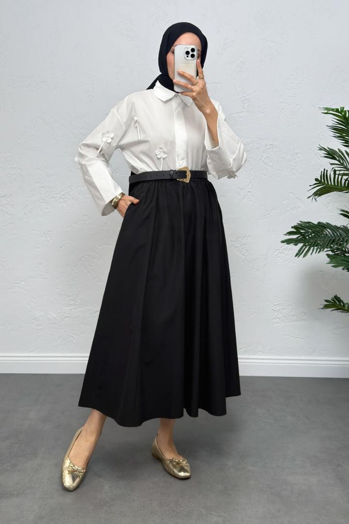 Cepli Poplin Etek 0060 - SİYAH |  