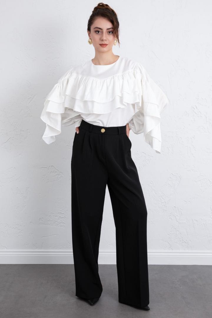Volan Detay Bluz 0087 - BEYAZ |  