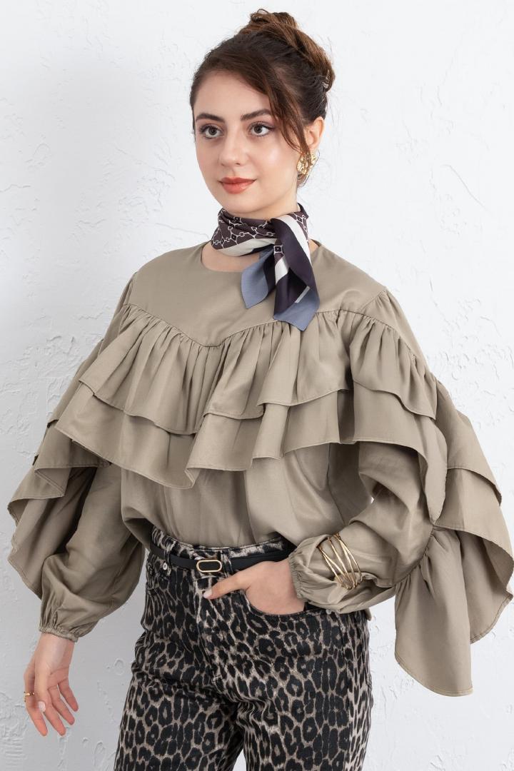 Volan Detay Bluz 0087 - HAKİ |  