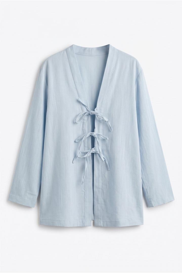 Üç Bağcıklı Tesettür Kimono 2339 - BEBE MAVİSİ |  