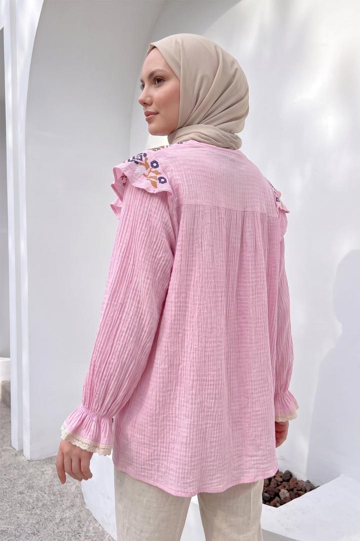 Etamin Nakışlı Tunik 2099 - PEMBE |  