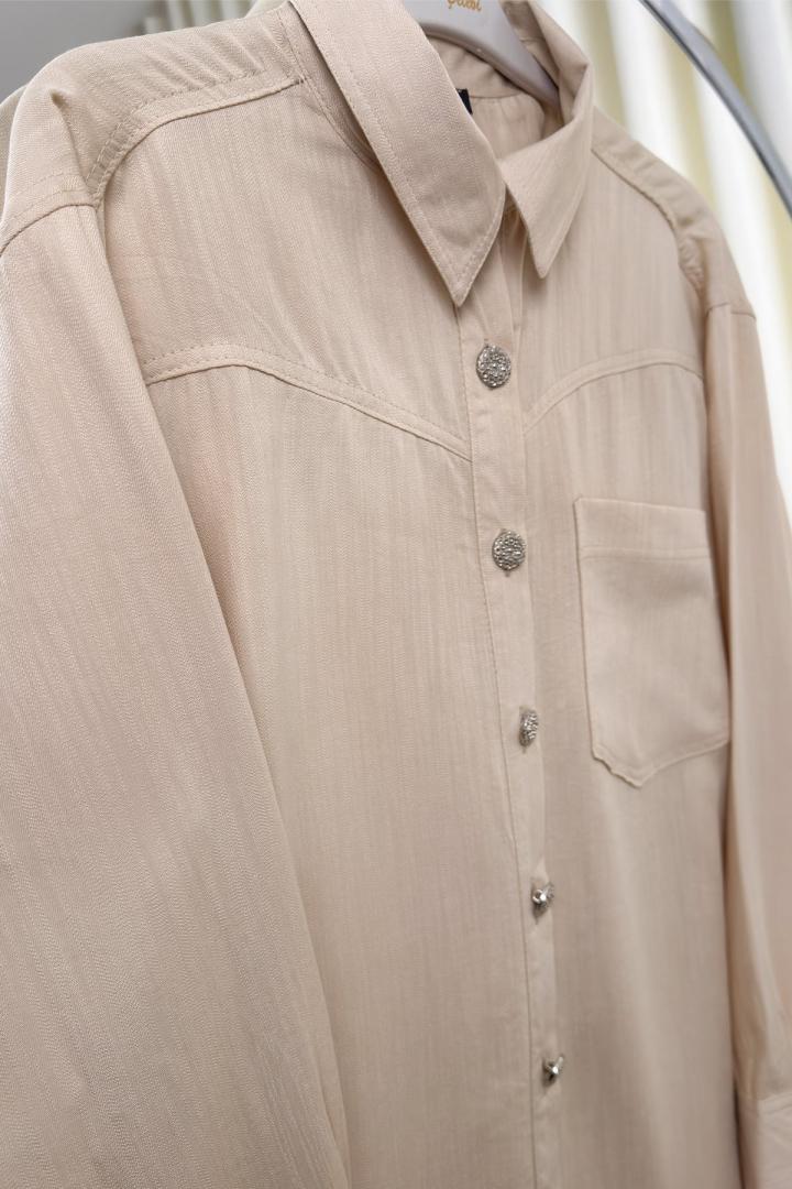 Basic Oversize Gömlek 2203 - BEJ |  