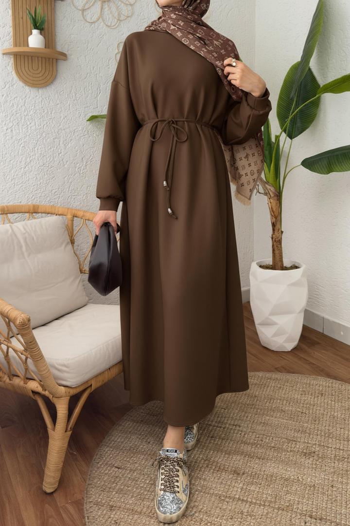 Elegance Scuba Elbise 2211 - KAHVERENGİ |  