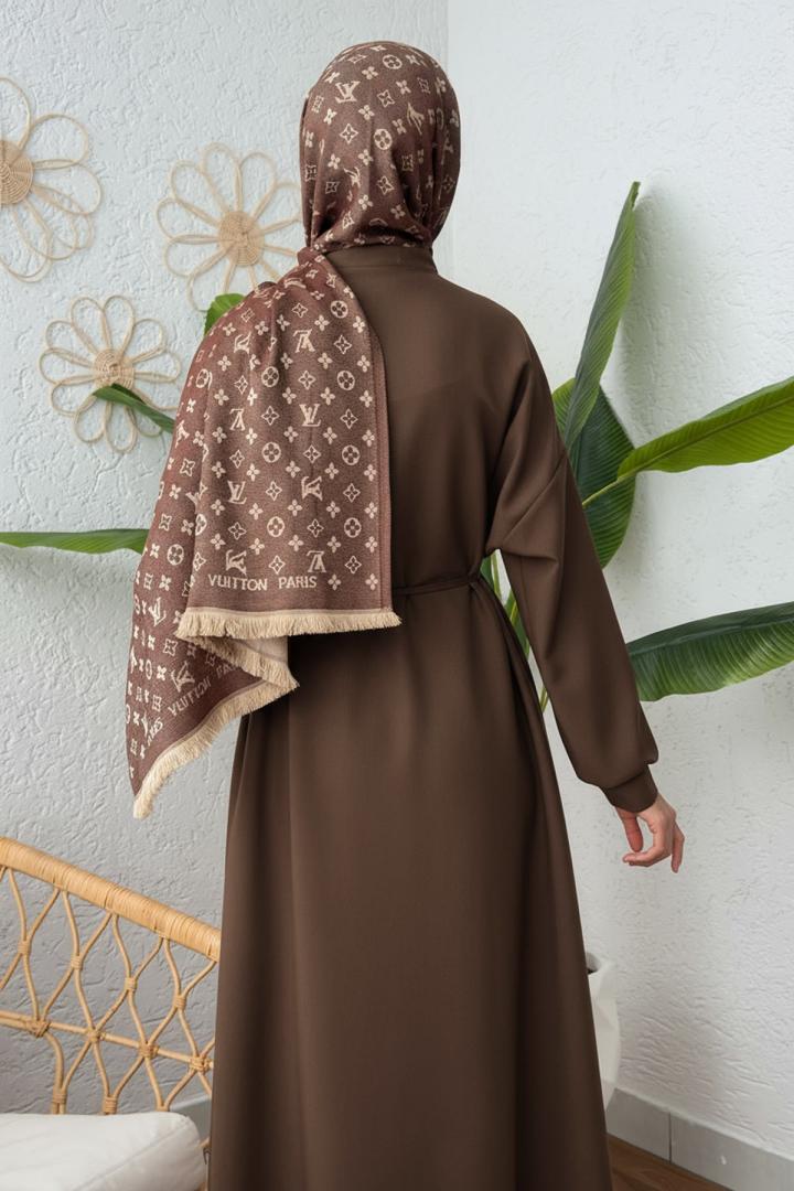 Elegance Scuba Elbise 2211 - KAHVERENGİ |  