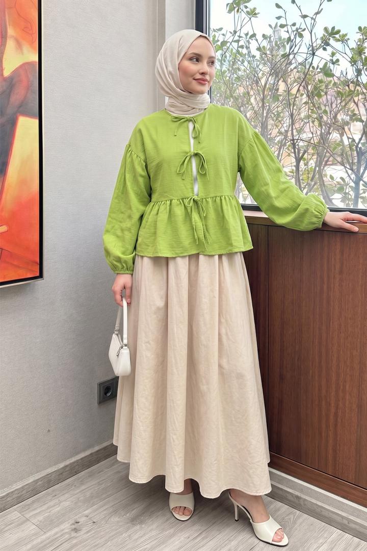 Etek Üstü Kısa Kimono 2347 - FISTIK YEŞİLİ |  