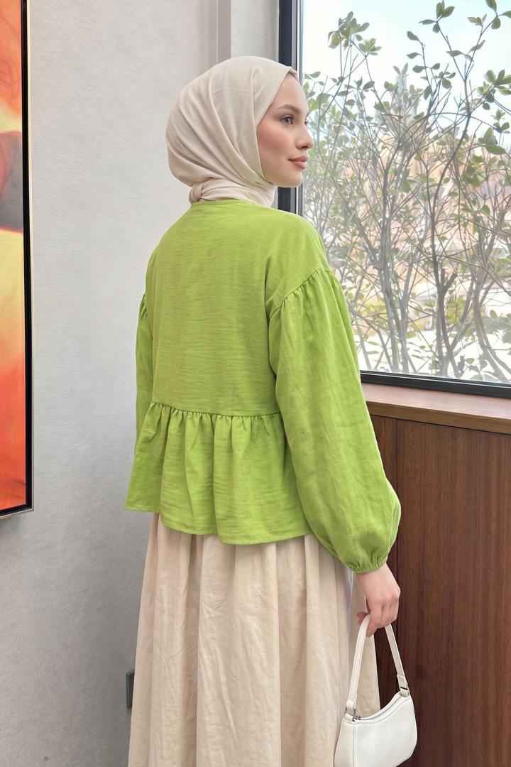 Etek Üstü Kısa Kimono 2347 - FISTIK YEŞİLİ |  