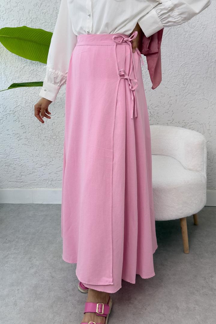 Tek Parça Çapraz Bağlamalı Etek 2356 - PEMBE | Salih Çelebi 