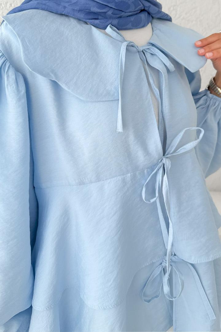 Balon Kol Bebe Yaka Tunik 2370 - BEBE MAVİSİ |  