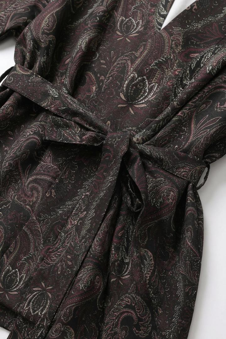 Şal Desen Kuşaklı Kimono 2375 - ACI KAHVE | Salih Çelebi 