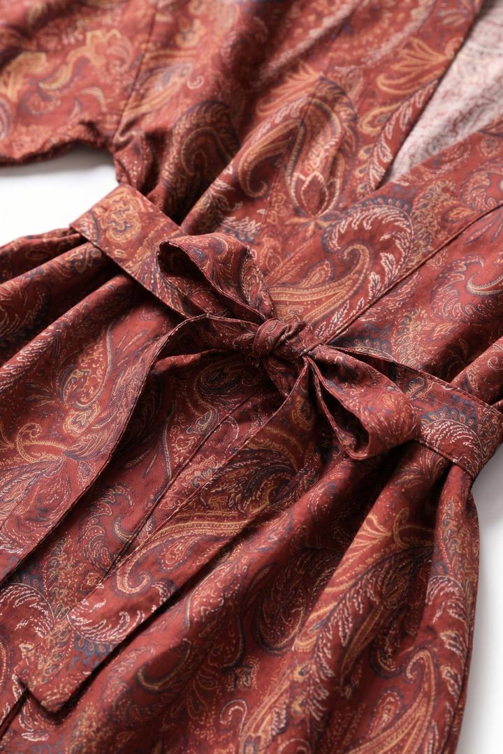Şal Desen Kuşaklı Kimono 2375 - BORDO |  