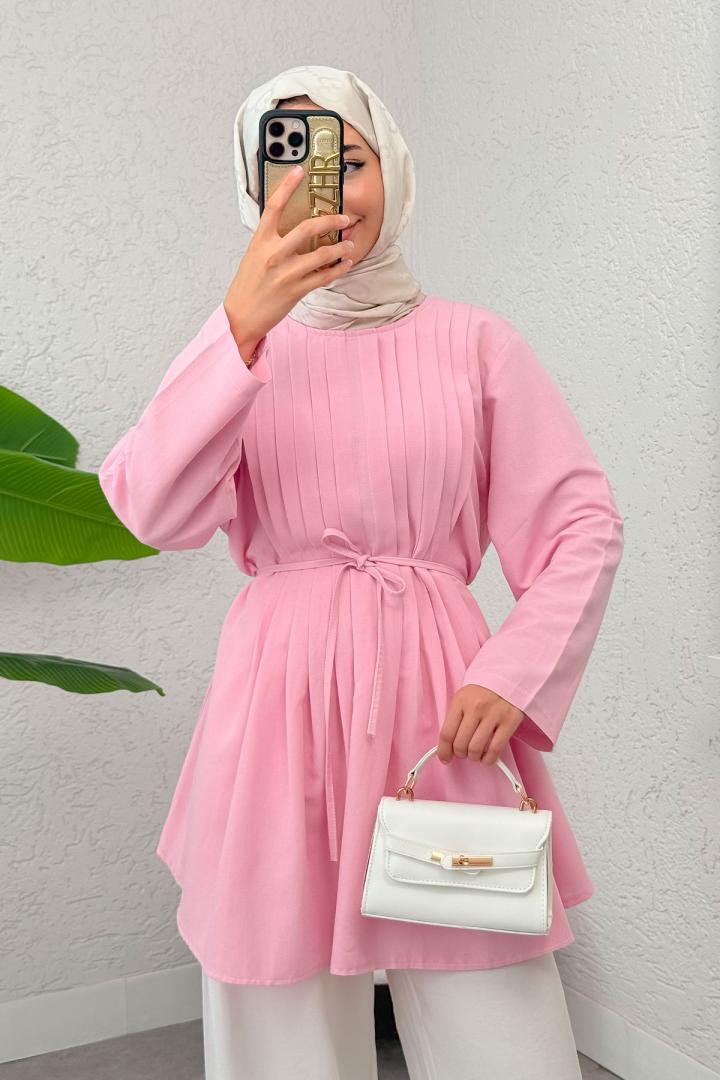 Nervür Detaylı Tunik 2380 - PEMBE |  