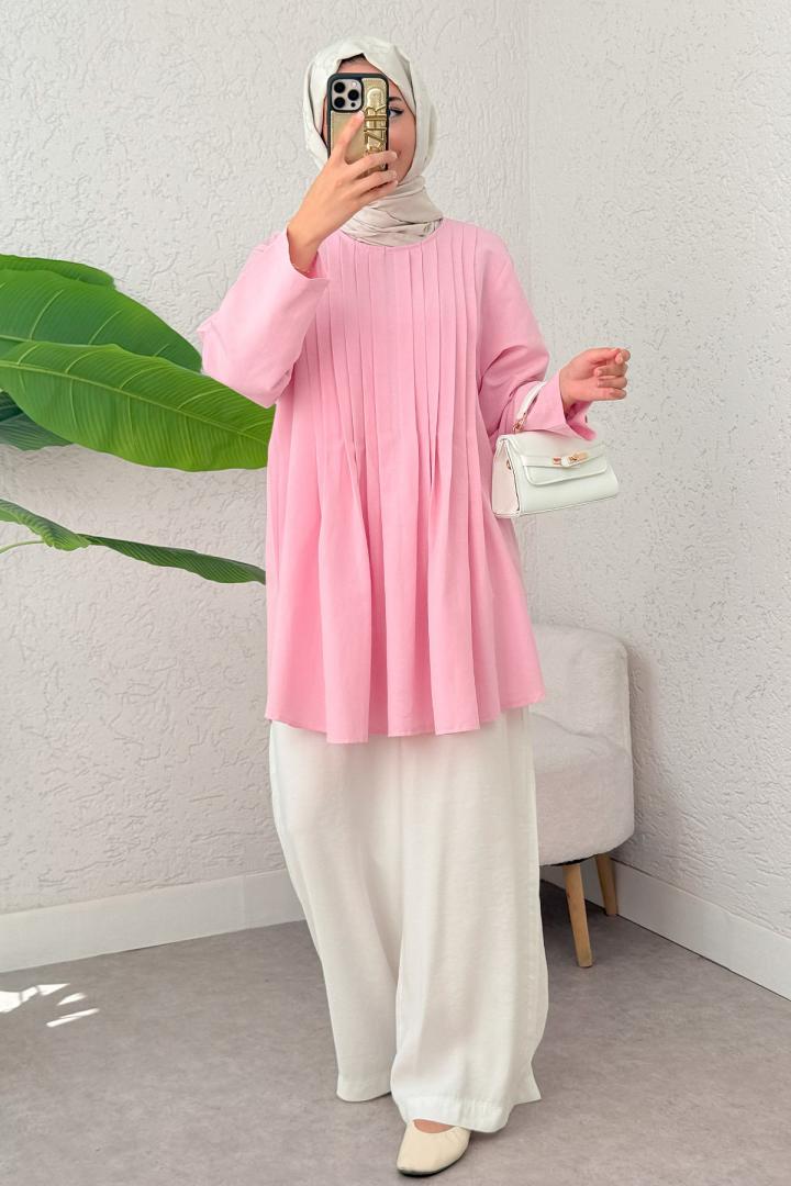 Nervür Detaylı Tunik 2380 - PEMBE |  
