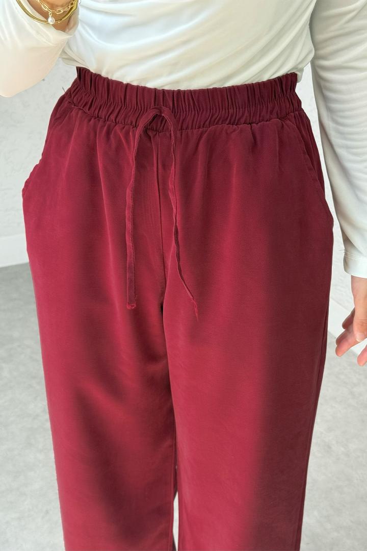 Bel Lastikli Salaş Pantolon 2382 - BORDO |  