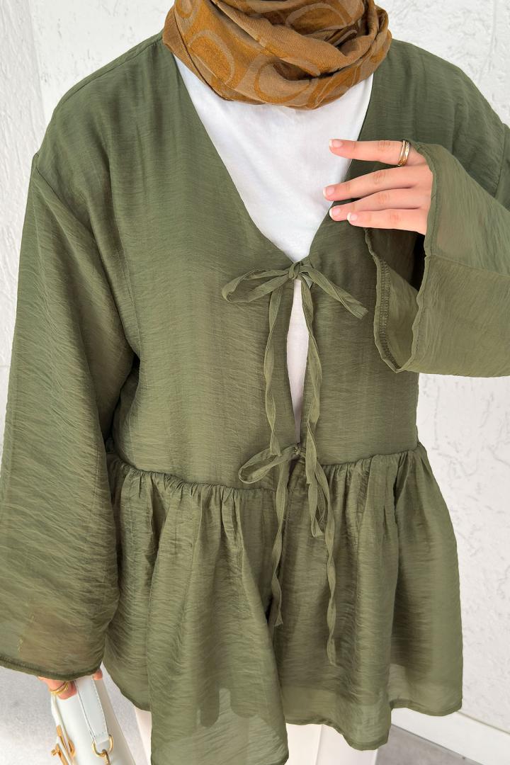 İp Bağcıklı Modal Kimono 2389 - HAKİ | Salih Çelebi 