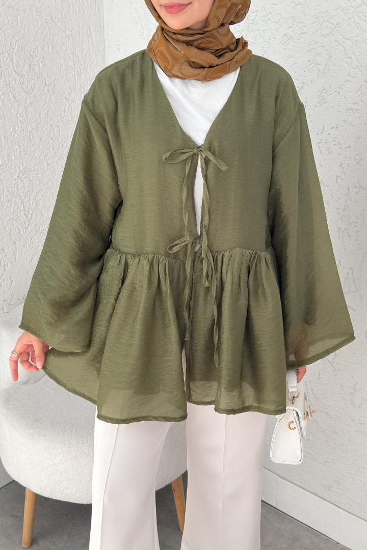 İp Bağcıklı Modal Kimono 2389 - HAKİ | Salih Çelebi 