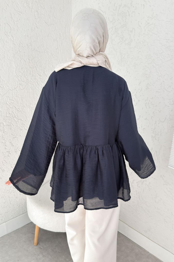 İp Bağcıklı Modal Kimono 2389 - LACİVERT | Salih Çelebi 