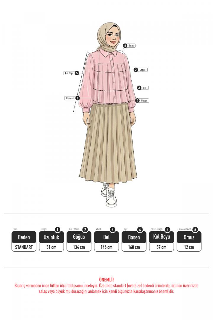Plise Detaylı Oversize Gömlek 2391 - LACİVERT |  