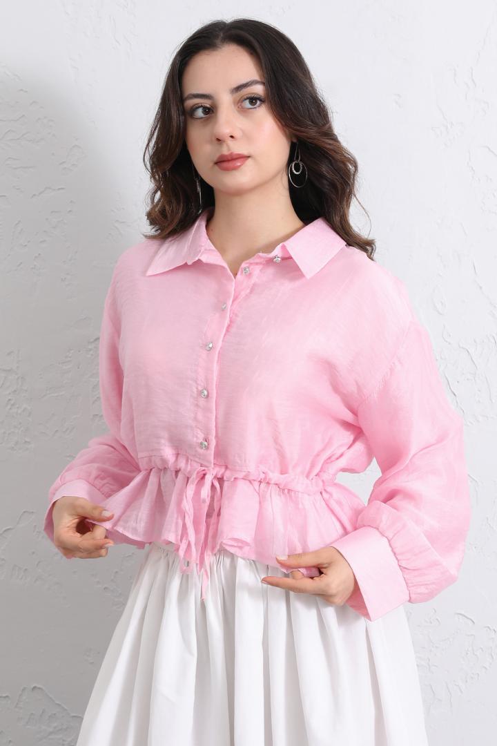 Bel Büzgülü Kısa Gömlek 2393 - PEMBE |  