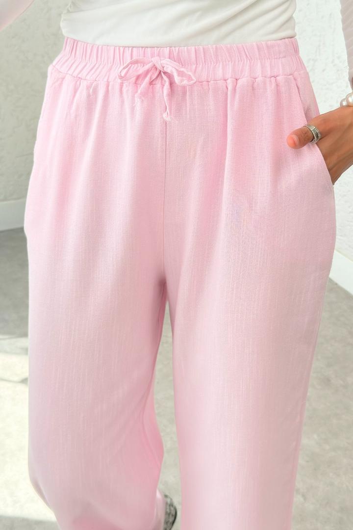 Keten Cepli Pantolon 2394 - PEMBE |  