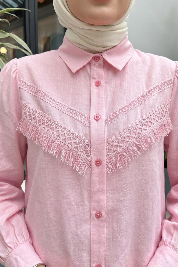 Püskül Detaylı Gömlek 2109 - PEMBE |  