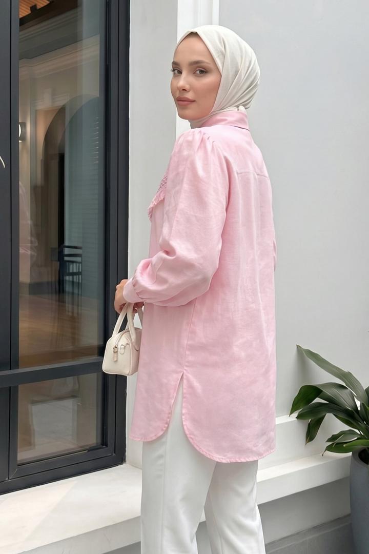 Püskül Detaylı Gömlek 2109 - PEMBE |  