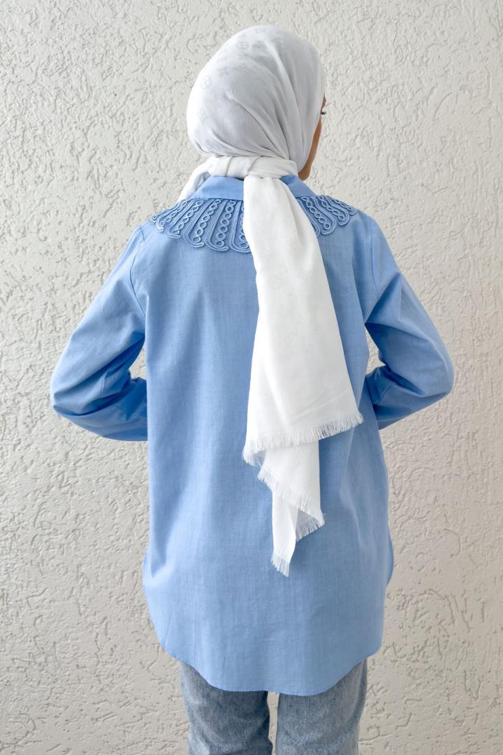 Yakalık Detaylı Gömlek 2214 - BEBE MAVİSİ |  