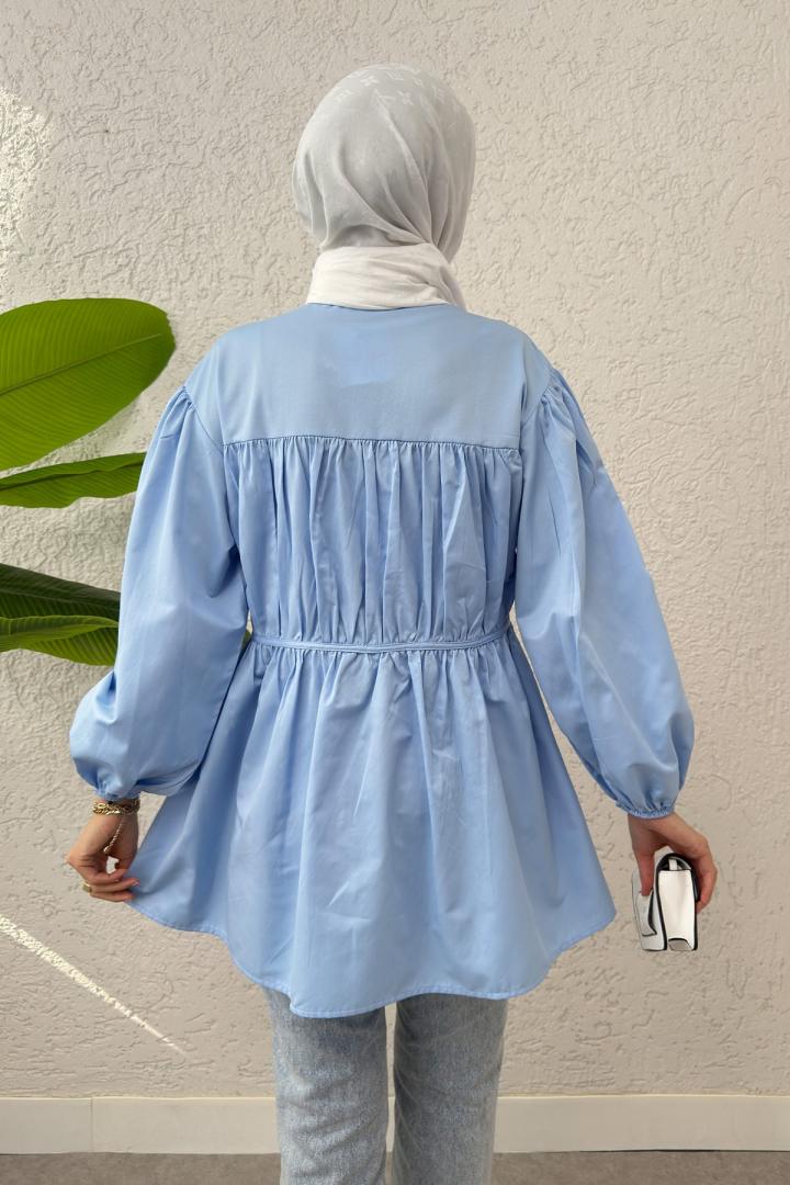 Büzgülü Bağcıklı Tunik 2252 - BEBE MAVİSİ |  