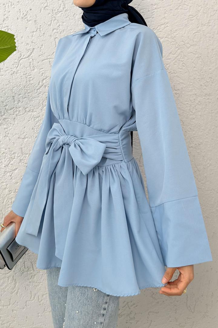 Kimono Kol Fiyonklu Tunik 1613 - BEBE MAVİSİ | Salih Çelebi 