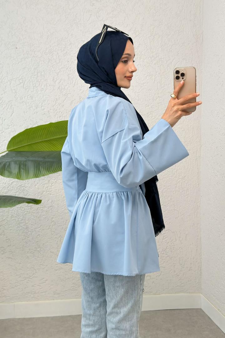 Kimono Kol Fiyonklu Tunik 1613 - BEBE MAVİSİ | Salih Çelebi 