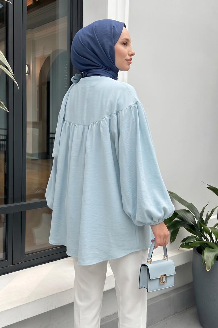 Omuz Fiyonklu Tunik 2327 - BEBE MAVİSİ |  