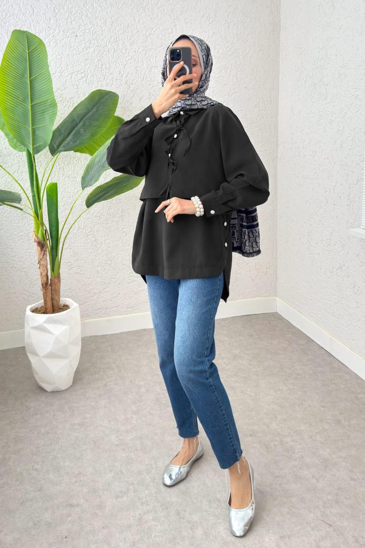 Bolero Detaylı Tunik 2213 - SİYAH | Salih Çelebi 