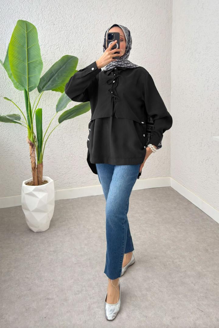 Bolero Detaylı Tunik 2213 - SİYAH | Salih Çelebi 