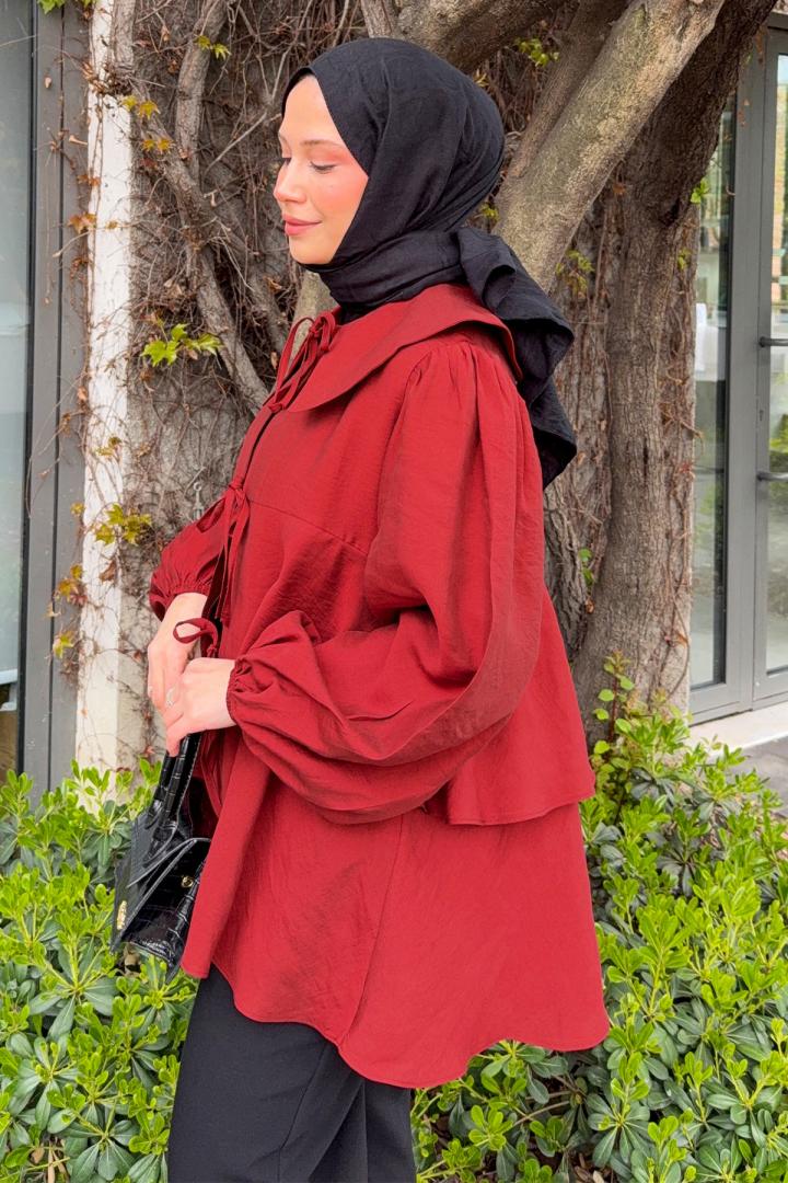 İp Bağcıklı Kat Kat Kimono 2289 - KIRMIZI | Salih Çelebi 