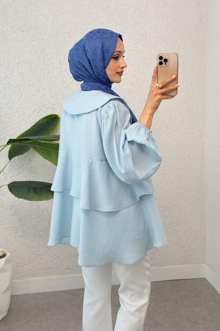 İp Bağcıklı Kat Kat Kimono 2289 - BEBE MAVİSİ | Salih Çelebi 