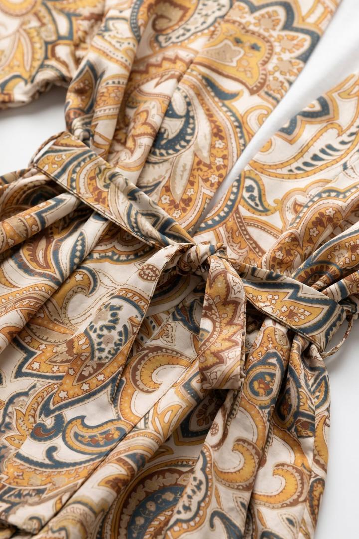 Etnik Desen Kimono 23751 - KREM |  